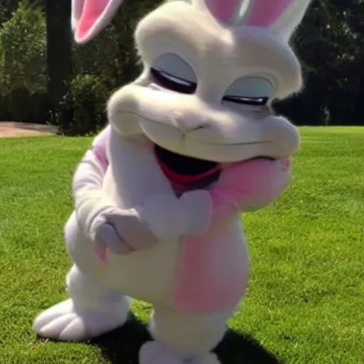 Image similar to bugs bunny as big chungus in real life