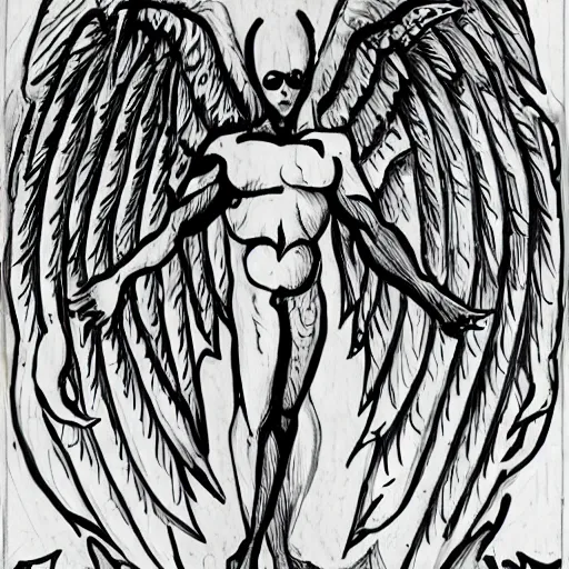 Image similar to left side demon, right side angel bisected vertically