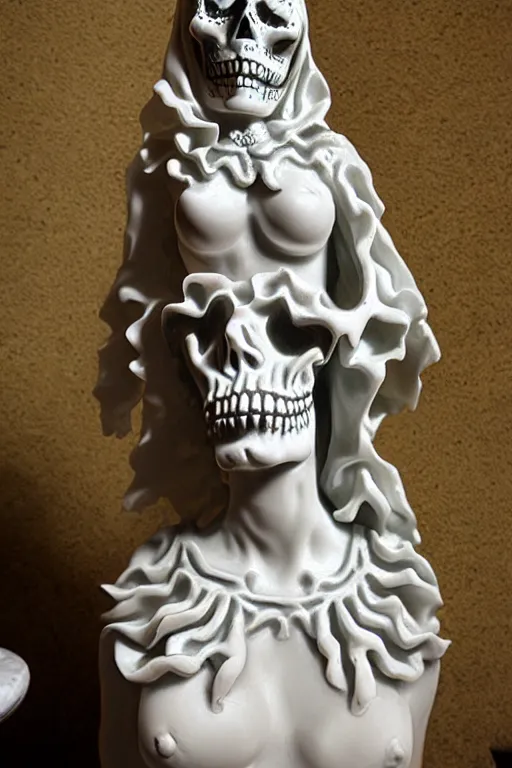 Image similar to La catrina statue sculpted on marble by Bernini