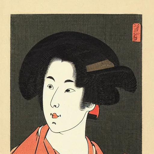 Prompt: Female Portrait, by Hokusai.