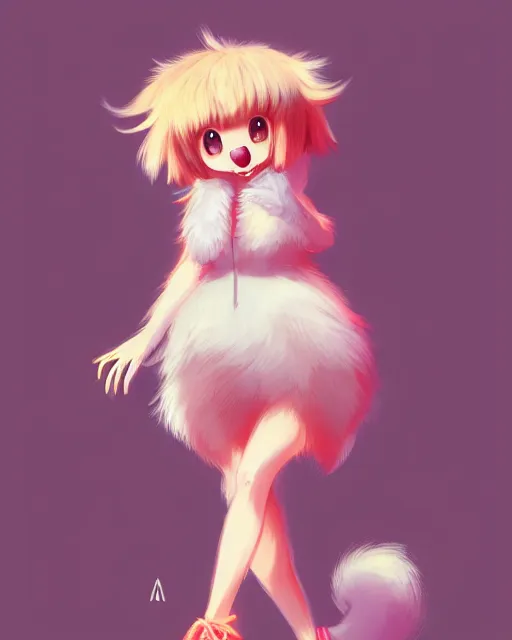 Prompt: fullbody portrait of anthropomorphic half - squirrel fluffy cute anime furry woman with paws wearing summer dress and light shoes, concept art, anime art, by a - 1 picture, trending on artstation artgerm, ross tran, wlop, marc davis, james jean