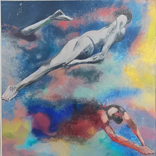 Image similar to falling out of life, self actualisation, peaceful piece by awart winning artist clemera laverton. exhibit 6 a, collection 2, piece 1