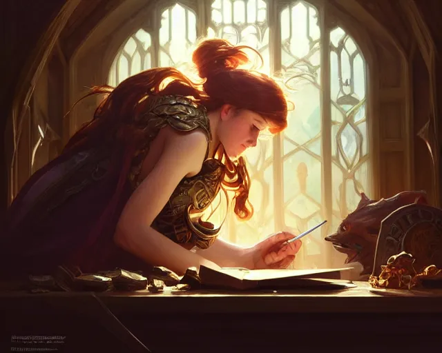 Image similar to an open book describing how to make a spoon, deep focus, d & d, fantasy, intricate, elegant, highly detailed, digital painting, artstation, concept art, matte, sharp focus, illustration, hearthstone, art by artgerm and greg rutkowski and alphonse mucha