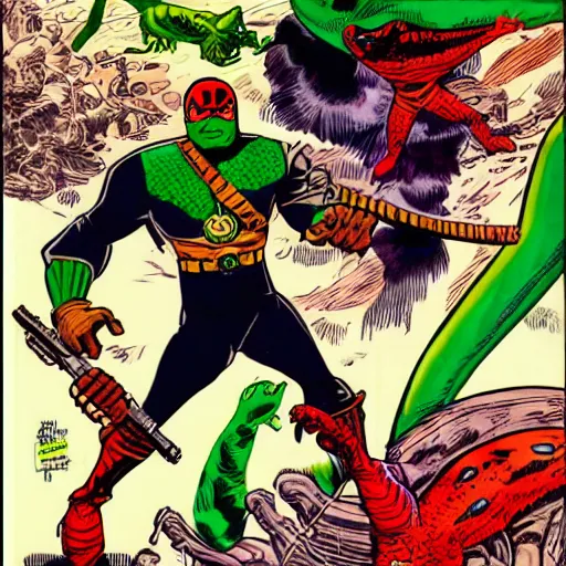 Image similar to captain lizard by jack kirby