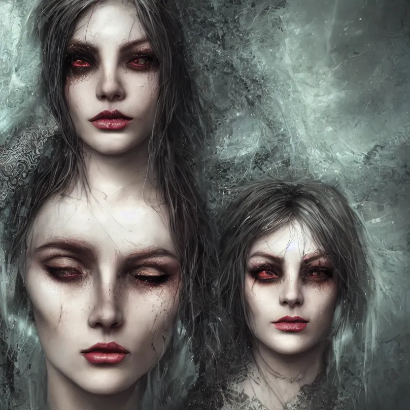 Image similar to single faced portrait of enchanting femenine witch, hyper attractive, seductive, very complex, hyper - maximalist, overdetailed, legendary cinematic, darkfantasy, archetype with timeless beauty breathtaking eyes, highly intricate, realism, perspicious detail, silent hill aesthetic, photorealistic, lifelike, dslr 8 k, unbeatable coherency, octane render
