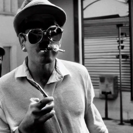 Prompt: Mario smoking a cigarette in a Paul Thomas Anderson film aesthetic!!!