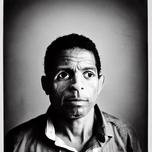 Prompt: black and white photo, portrait of 30 year old cuban man by richard avedon, realistic, Leica, medium format, cinematic lighting, wet plate photography, parallax, high resolution-n 9