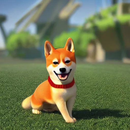 Image similar to shiba inu in the style of pixar movies