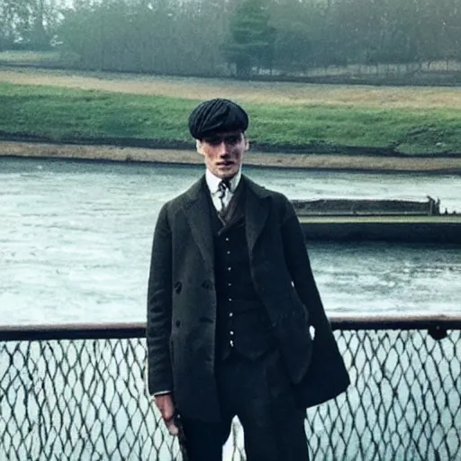 Prompt: “thomas shelby from peaky blinders, smoking a cigarrette and looking at the river”