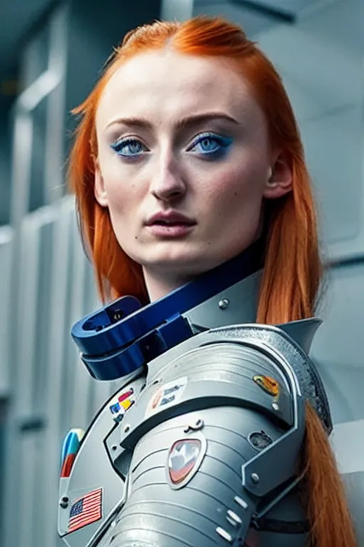 Image similar to Sophie Turner as a Space commander