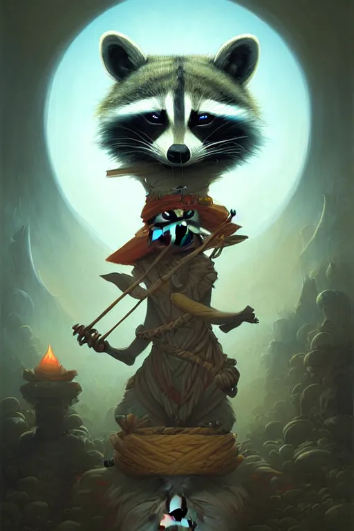 Image similar to The Raccoon Shaman God, by Peter Mohrbacher and Andreas Rocha