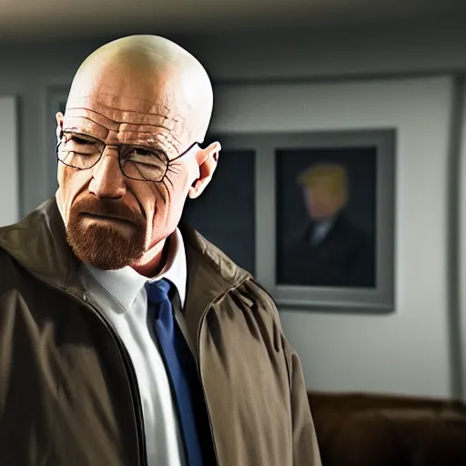 Image similar to Donald Trump as Walter White, Breaking Bad, high quality, 4k, high detail, drama,