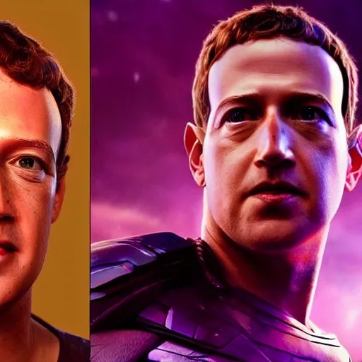 Prompt: if Mark Zuckerberg was Thanos, cinematic, epic, cool, photo realistic, 4k, high detail