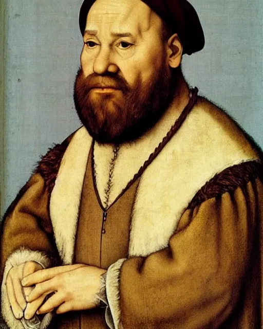 Prompt: “A portrait of a bearded Dwarf Lawyer by Hans Holbein (1523)”