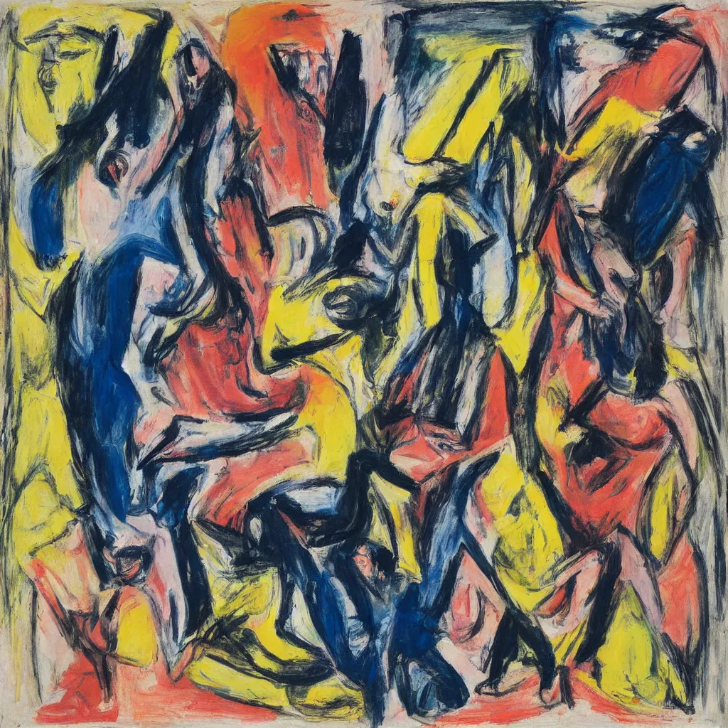 Prompt: over lapping women by Willem de Kooning