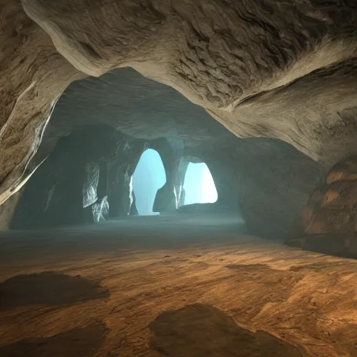 Prompt: cave design inspired by a cello, unreal engine