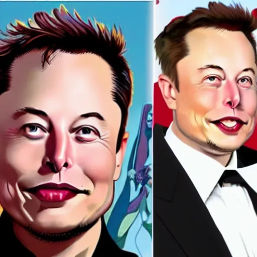 Image similar to elon musk as a cartoon disney princess