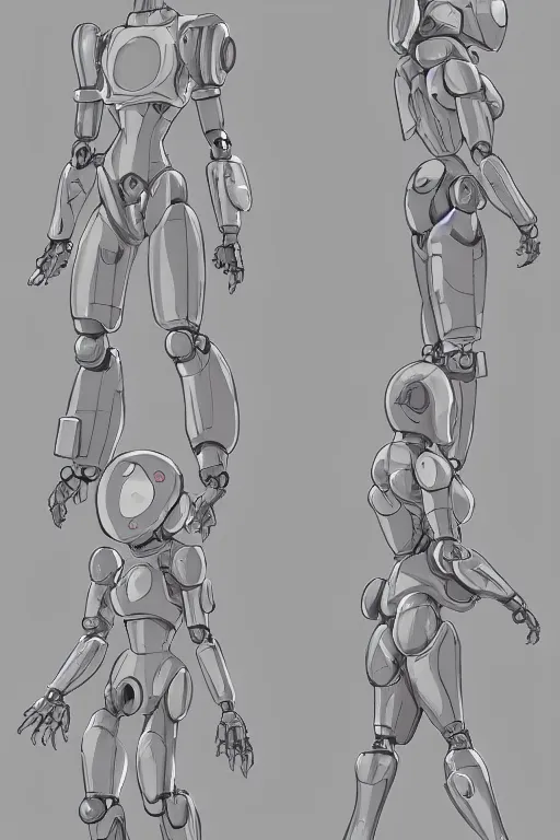 Image similar to cute robot mother, character concept, character reference sheet, front and side views, cute robot face details, by Makoto Shinkai, Stanley Artgerm Lau, WLOP, Rossdraws, James Jean, Andrei Riabovitchev, Marc Simonetti, krenz cushart, Sakimichan, trending on ArtStation, digital art, character design, lou romano color scheme