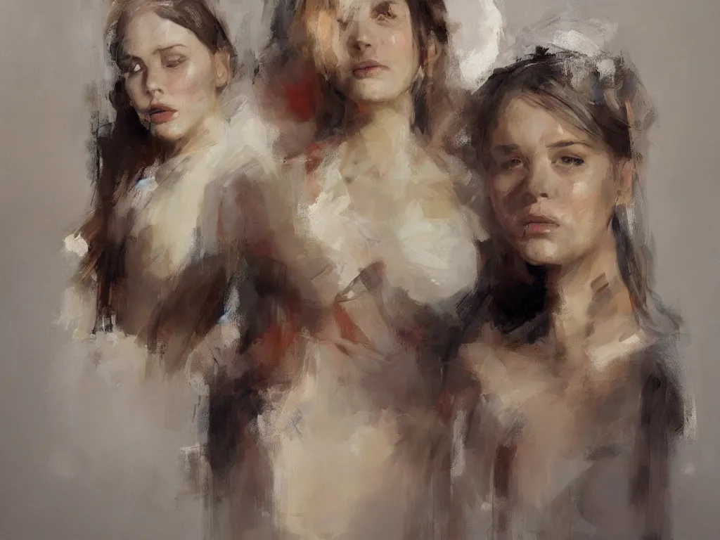 Prompt: spontaneous unfinished romantic portrait under painting, beautiful juicy brush strokes, alla prima, realist, by richard schmid and sargent, trending on cgsociety