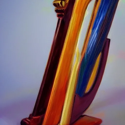 Image similar to a multi colored painted harp. artstation, masterpiece