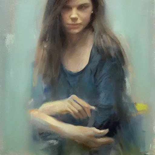 Image similar to Richard Schmid painting of a young beautiful