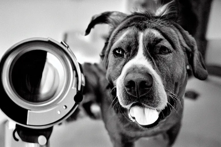 Image similar to Photograph of Brian From the cartoon Family Guy as areal dog. by Henri Cartier-Bresson,Tri-X ISO 400 film, 50mm F1. 2 Noctilux lens, shutter speed 1/125