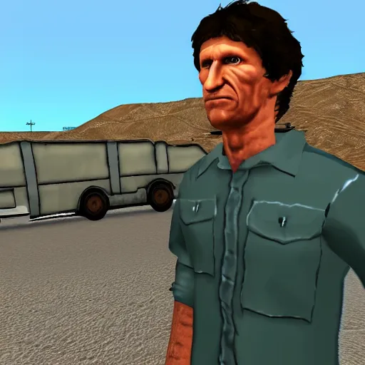 Prompt: todd Howard in GTA San Andreas style game