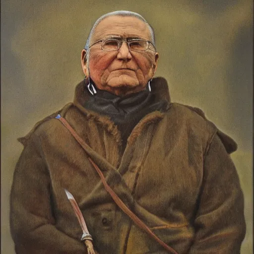 Image similar to painting of chief joseph, in the style of andrew wyeth, award winning, detailed, 4 k, hd