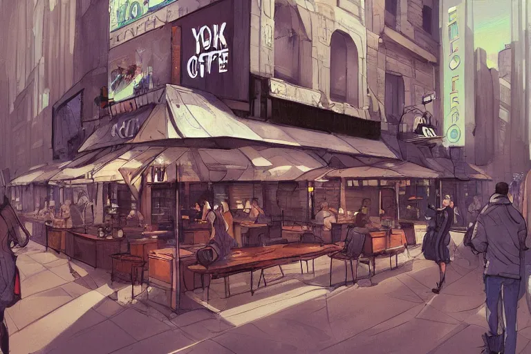 Image similar to new york coffee shop, by loish trending on artstation deviantart