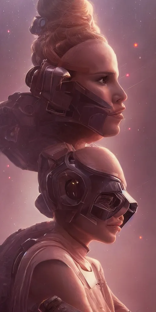 Image similar to portrait of Natalie Portman as a character in star Wars movie, looking at camera, intricate, dystopian, sci-fi, extremely detailed, octane render, digital painting, concept art, smooth, sharp focus, illustration, incredible art by artgerm and greg rutkowski and alphonse mucha and simon stalenhag