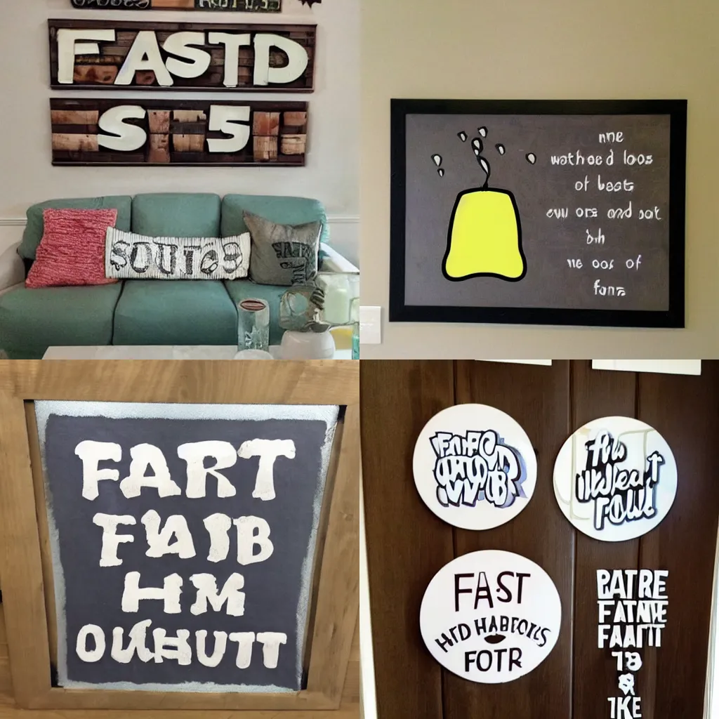 Prompt: fart themed home decor