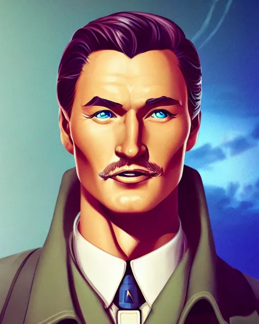 Prompt: Errol Flynn as a scientist. 1980s dystopian Soviet Russia, propaganda screens. Unreal engine, fantasy art by Lois van Baarle. Faithfully depicted facial expression, perfect anatomy global illumination, radiant light, detailed and intricate environment