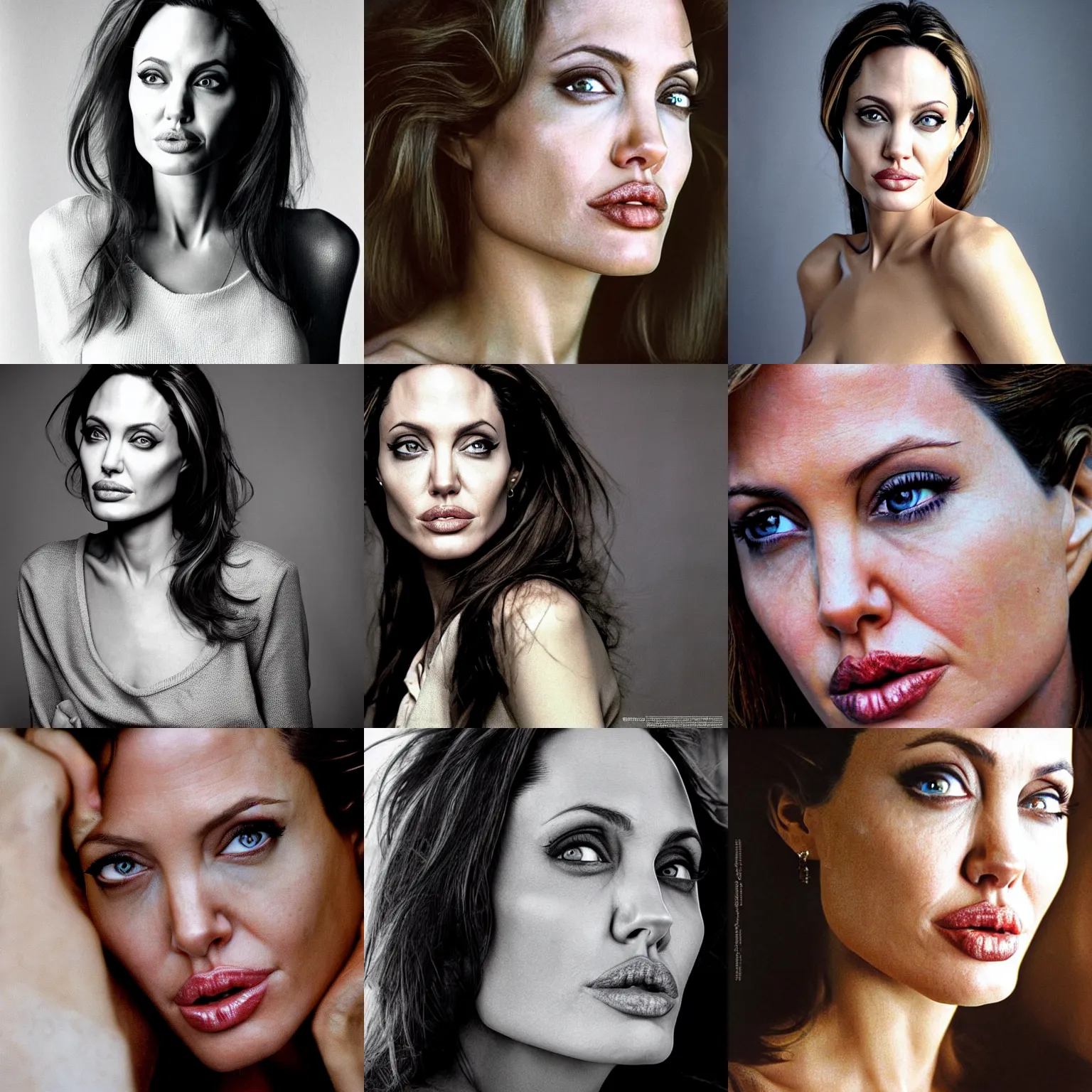 Prompt: very detailed and textured photo portrait of Angelina Jolie, by Steve McCurry, 50mm 4k