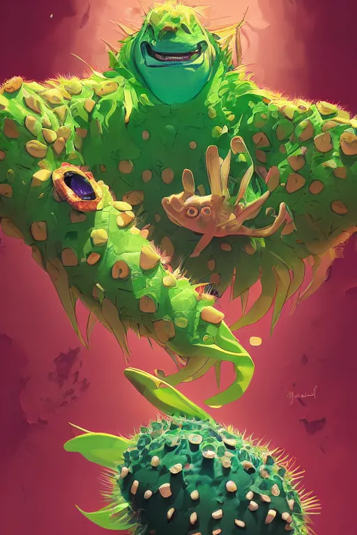 Prompt: 3 d render creature animal sushi cristal big eye roots cactus elemental flush of force nature micro world fluo fishscale, comics gta 5 cover, official fanart behance hd artstation by jesper ejsing, by rhads, makoto shinkai and lois van baarle, ilya kuvshinov, ossdraws