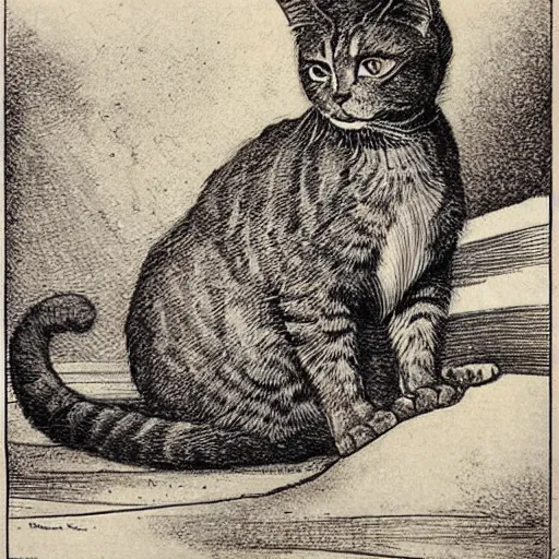 Image similar to Franklin Booth illustration of a cat