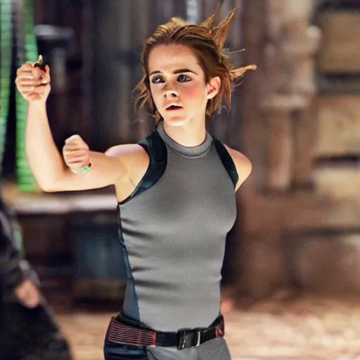 Prompt: emma watson in spy kids 3 d, full body shot, highly - detailed, sharp focus, award - winning