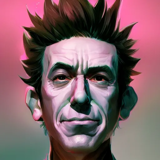 Image similar to portrait of rick sanchez, matte art by ross tran, artstation