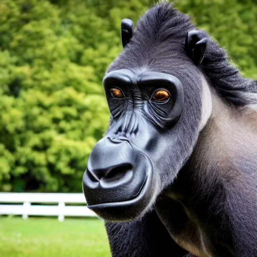 Image similar to photo of a horse shaped like a gorilla