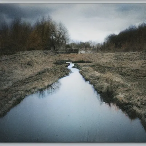 Prompt: landscape by andrei tarkovsky, bleach bypass