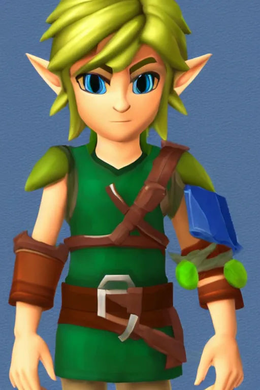 Image similar to an in game portrait of link, mii art style.