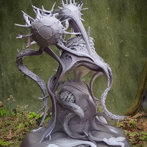 Prompt: angelarium, illithid, cthulhu, clay sculpture by ellen jewett