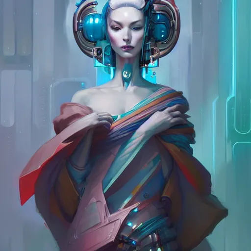 Image similar to a portrait of a beautiful cybernetic geisha, cyberpunk concept art by pete mohrbacher and wlop and artgerm and josan gonzales, digital art, highly detailed, intricate, sci-fi, sharp focus, Trending on Artstation HQ, deviantart, unreal engine 5, 4K UHD image