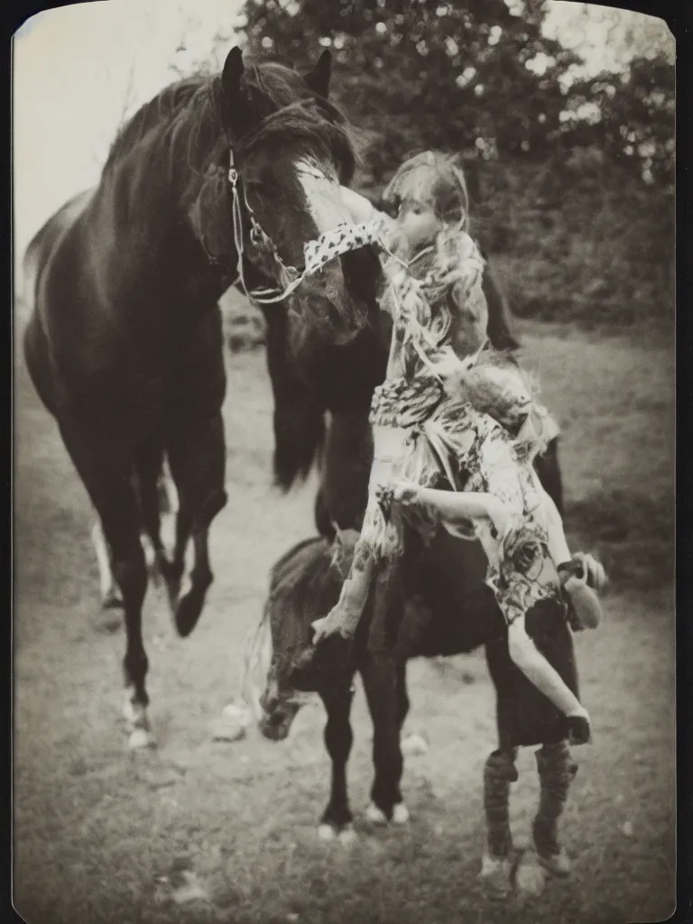 Image similar to the horse ate grandma again, amateur Polaroid,