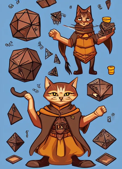 Image similar to powerful wizard cat playing dungeons and dragons, character design white background, by simon kennedy, studio muti