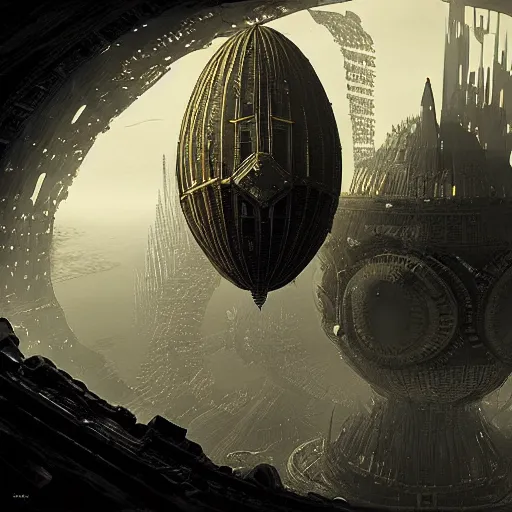 Prompt: enormous flying city in a faberge egg, sky, steampunk, fantasy art, masterpiece, hugh ferriss, unreal engine, peder balke