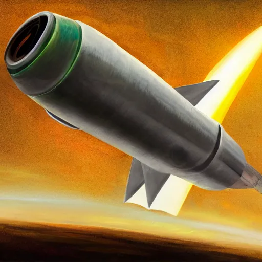 Image similar to illustration of a rocket taking off, realistic painting, high definition, digital art, matte painting, very detailed, realistic