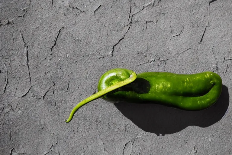 Prompt: brutalist structure in the shape of a jalapeno, urban photography