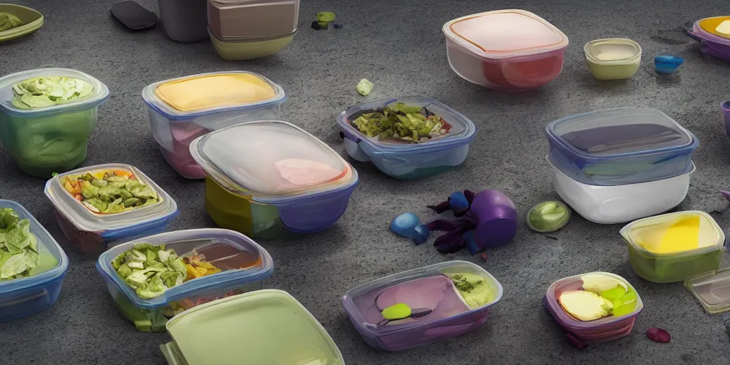 Prompt: photorealistic scene of a tupperware war, 4k