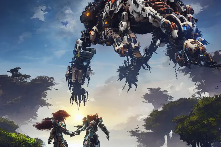 Image similar to bristleback machine mecha animal beast robot of horizon forbidden west horizon zero dawn bioluminiscence global illumination ray tracing hdr fanart arstation by sung choi and eric pfeiffer and gabriel garza and casper konefal