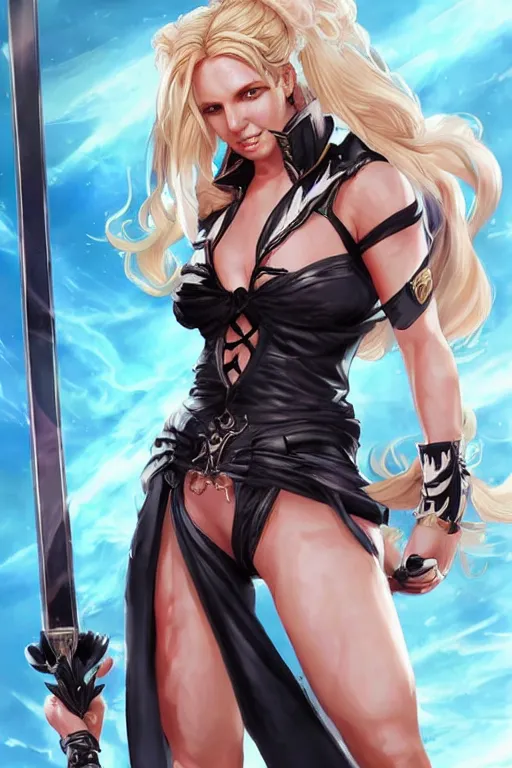 Image similar to Britney spears in a blade and soul spinoff artbook rendered by the artist Hyung tae Kim, Stanley Artgerm Lau, trending on Artstation by Hyung tae Kim, Hardy Fowler, artbook, Taran Fiddler and Tin Brian Nguyen and Stanley Artgerm Lau